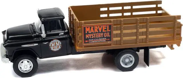 Alt view image 2 of 4 - 1957 Chevrolet Stakebed Truck Matt Black "Marvel Mystery Oil Co." 1/87 (HO) Scale Model Car by Classic Metal Works
