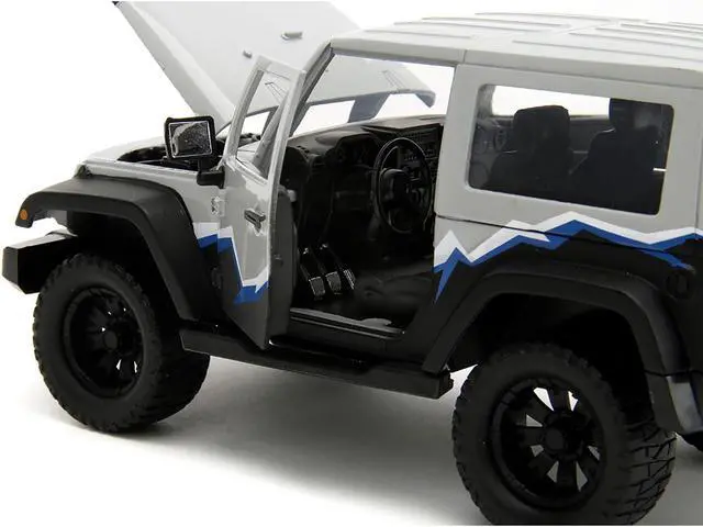 Alt view image 5 of 11 - 2007 Jeep Wrangler Gray and Black with Blue and White Stripes w/ Extra Wheels "Just Trucks" 1/24 Diecast Model Car by Jada