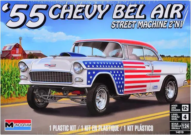 Main image of Level 4 Model Kit 1955 Chevrolet Bel Air Street Machine 2-in-1 Kit 1/24 Scale Model by Revell