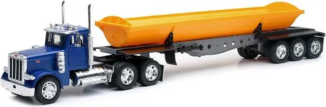 Alt view image 2 of 3 - Peterbilt 379 Truck with Side Dump Blue and Yellow "Long Haul Truckers" Series 1/32 Diecast Model by New Ray