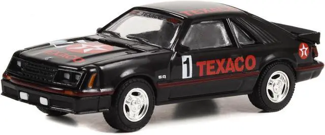 Alt view image 2 of 3 - 1982 Ford Mustang GT #1 Black "Texaco" "Running on Empty" Series 15 1/64 Diecast Model Car by Greenlight