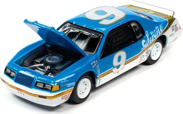 Alt view image 3 of 3 - 1986 Ford Thunderbird Stock Car #9 Bright Blue "Go-Po-Po-Go!" 24 Hours of Lemons 1/64 Diecast Model Car by Johnny Lightning