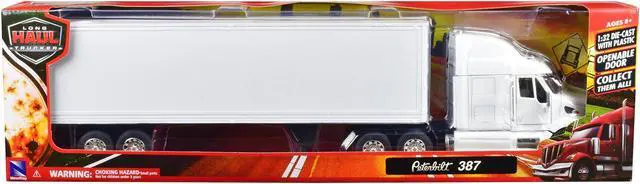 Alt view image 3 of 3 - Peterbilt 387 Truck with Dry Goods Trailer White "Long Haul Truckers" Series 1/32 Diecast Model by New Ray