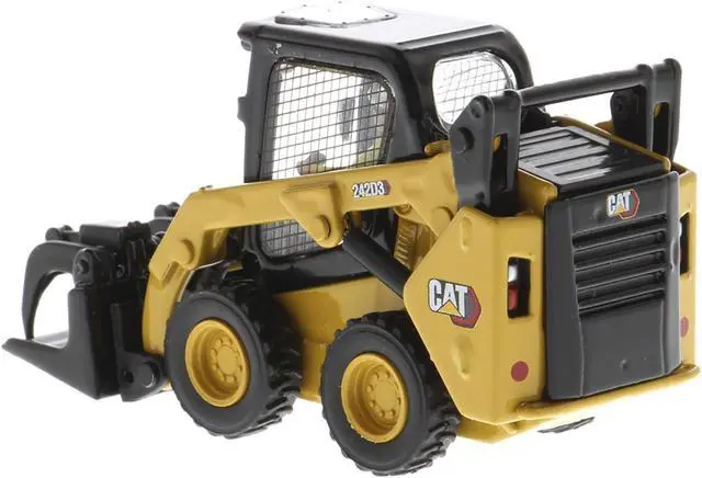 Alt view image 3 of 11 - CAT Caterpillar 242D3 Wheeled Skid Steer Loader w/Work Tools and Operator Yellow 1/50 Diecast Model made by Diecast Masters
