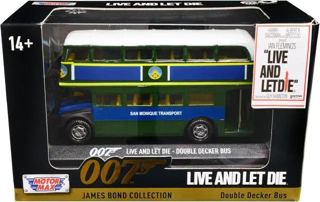 Main image of Double Decker Bus "San Monique Transport" James Bond 007 "Live and Let Die" (1973) Movie Diecast Model Car by Motormax