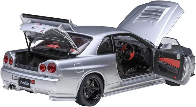 Alt view image 2 of 6 - Nissan Nismo R34 GT-R Z-TUNE RHD (Right Hand Drive) Silver Metallic 1/18 Model Car by Autoart