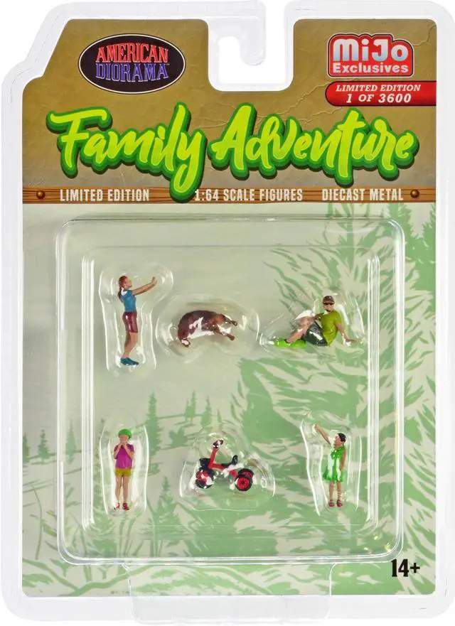 Alt view image 3 of 4 - "Family Adventure" 6 piece Diecast Figure Set Limited Edition to 3600 pieces Worldwide 1/64 Scale Models by American Diorama