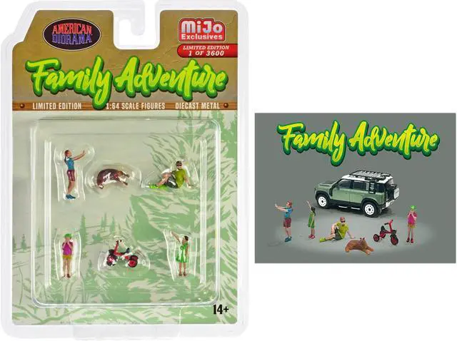 Main image of "Family Adventure" 6 piece Diecast Figure Set Limited Edition to 3600 pieces Worldwide 1/64 Scale Models by American Diorama