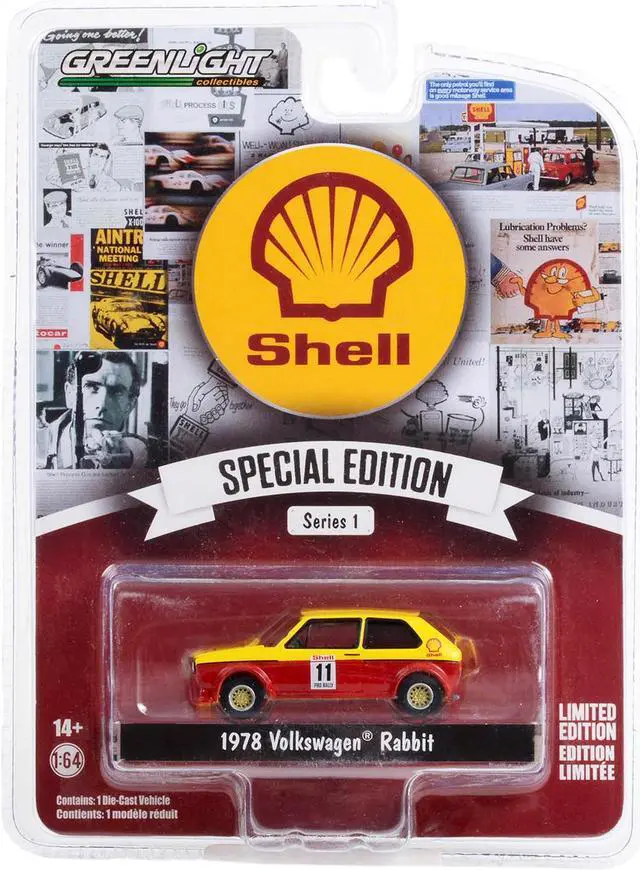 Alt view image 3 of 3 - 1978 Volkswagen Rabbit #11 Pro Rally Yellow and Red "Shell Oil" "Shell Oil Special Edition" 1/64 Diecast Model Car by Greenlight