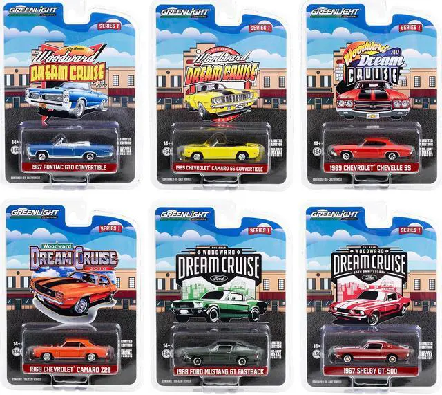 Main image of "Woodward Dream Cruise" Set of 6 pieces Series 1 1/64 Diecast Model Cars by Greenlight