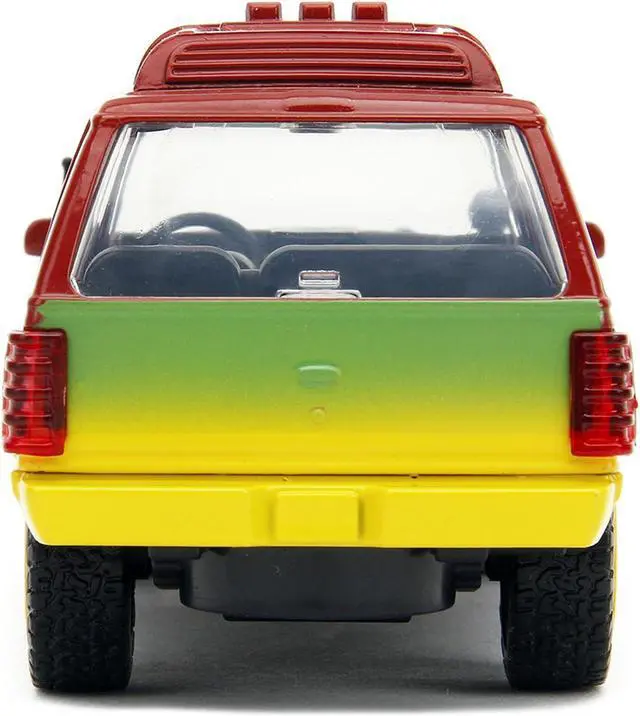 Alt view image 5 of 6 - Ford Explorer Red and Yellow with Green Graphics "Jurassic Park" (1993) Movie 30th Anniversary 1/32 Diecast Model Car by Jada