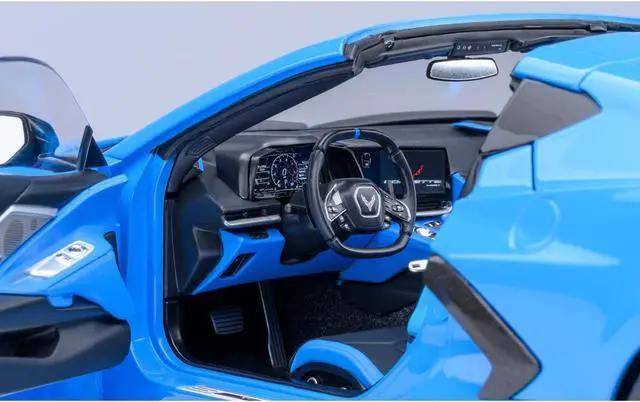 Alt view image 5 of 6 - 2020 Chevrolet Corvette C8 Stingray Rapid Blue 1/18 Model Car by Autoart