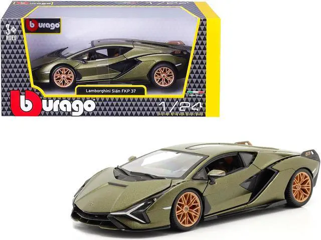Main image of Lamborghini Sian FKP 37 Matt Green Metallic with Copper Wheels 1/24 Diecast Model Car by Bburago