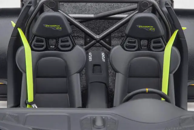 Alt view image 6 of 11 - Porsche 911 (991.2) GT2 RS Weissach Package Acid Green with Carbon Stripes 1/18 Model Car by Autoart