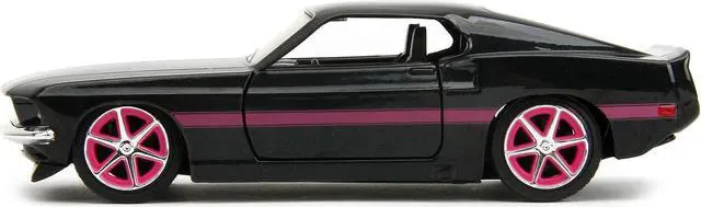 Alt view image 4 of 11 - 1969 Ford Mustang Black Metallic with Pink Stripes and Wheels "Pink Slips" Series 1/32 Diecast Model Car by Jada