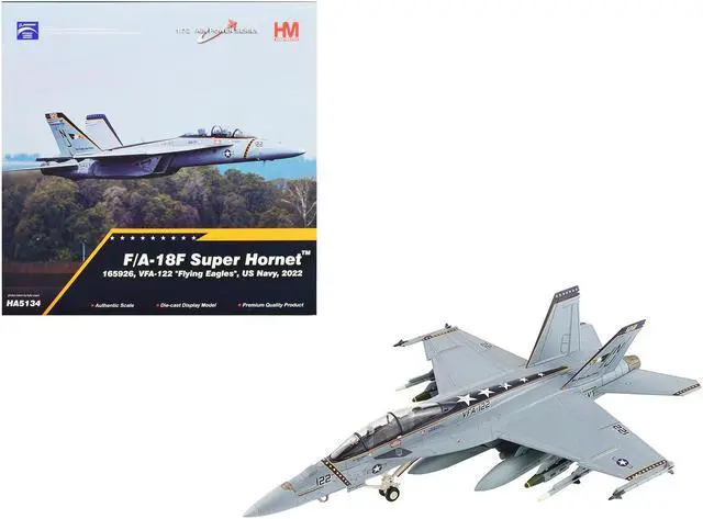 Main image of Boeing F/A-18F Super Hornet Fighter Aircraft "VFA-122, Flying Eagles" (2022) US Navy 1/72 Diecast Model by Hobby Master