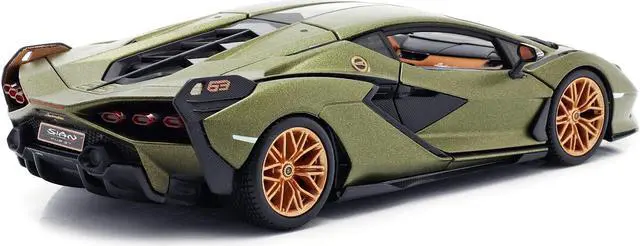Alt view image 5 of 5 - Lamborghini Sian FKP 37 Matt Green Metallic with Copper Wheels 1/24 Diecast Model Car by Bburago