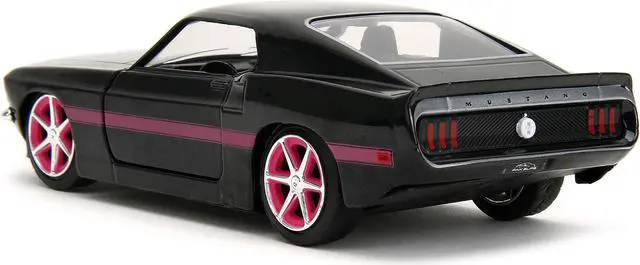 Alt view image 6 of 11 - 1969 Ford Mustang Black Metallic with Pink Stripes and Wheels "Pink Slips" Series 1/32 Diecast Model Car by Jada