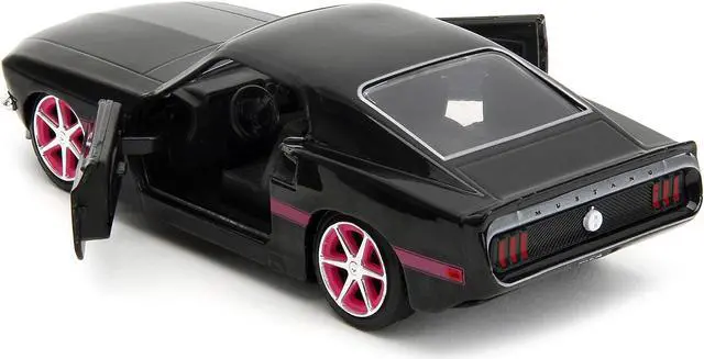 Alt view image 5 of 11 - 1969 Ford Mustang Black Metallic with Pink Stripes and Wheels "Pink Slips" Series 1/32 Diecast Model Car by Jada