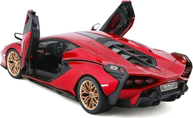Alt view image 4 of 5 - Lamborghini Sian FKP 37 Candy Red with Copper Wheels 1/24 Diecast Model Car by Bburago