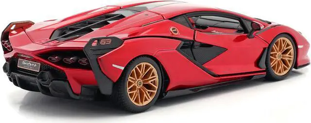 Alt view image 5 of 5 - Lamborghini Sian FKP 37 Candy Red with Copper Wheels 1/24 Diecast Model Car by Bburago