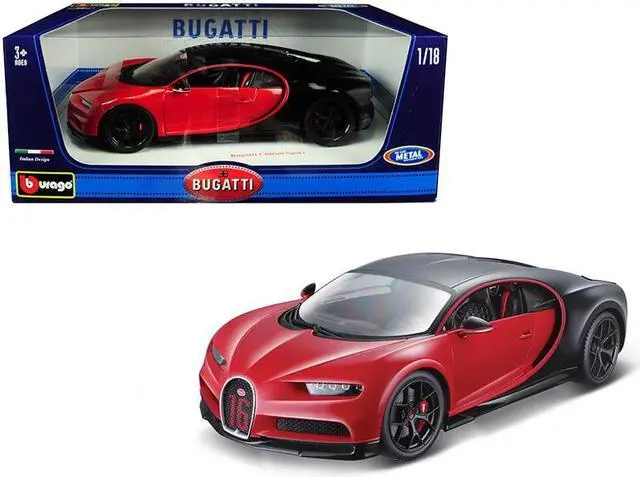 Main image of Bugatti Chiron Sport "16" Red and Black 1/18 Diecast Model Car by Bburago