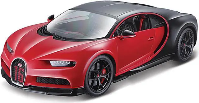 Alt view image 2 of 3 - Bugatti Chiron Sport "16" Red and Black 1/18 Diecast Model Car by Bburago
