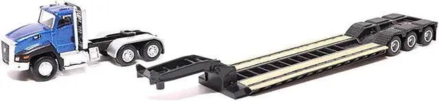 Alt view image 2 of 6 - CAT Caterpillar CT660 Day Cab Tractor Blue Met w/Trailer & CAT 315C L Hydraulic Excavator 1/87 Diecast Model by Diecast Masters