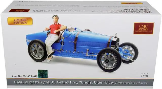 Alt view image 3 of 3 - Bugatti T35 #30 Grand Prix Blue Livery w/a Female Racer Figurine Ltd Ed to 600 pcs Worldwide 1/18 Diecast Model by CMC