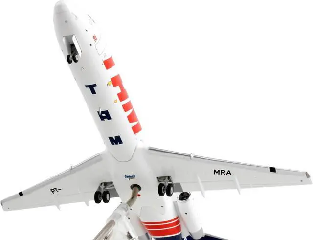 Alt view image 3 of 3 - Fokker F100 Commercial Aircraft "TAM Linhas Aereas" White with Blue Tail "Gemini 200" 1/200 Diecast Model Airplane by GeminiJets