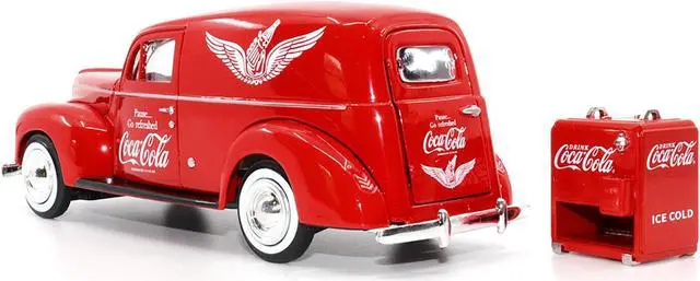 Alt view image 5 of 6 - 1940 Ford Sedan Cargo Van Red "Pause... Go Refreshed Coca-Cola" w/Vending Machine 1/24 Diecast Model Car by Motor City Classics