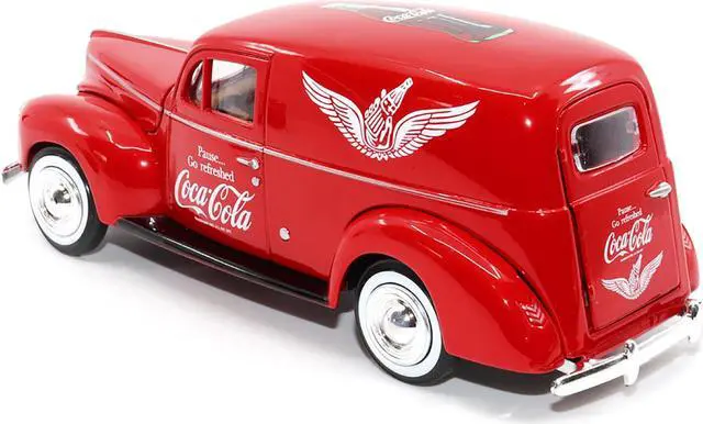 Alt view image 6 of 6 - 1940 Ford Sedan Cargo Van Red "Pause... Go Refreshed Coca-Cola" w/Vending Machine 1/24 Diecast Model Car by Motor City Classics