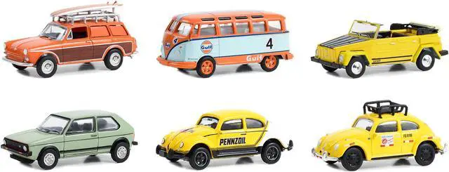 Alt view image 2 of 3 - "Club Vee V-Dub" Set of 6 pieces Series 16 1/64 Diecast Model Cars by Greenlight