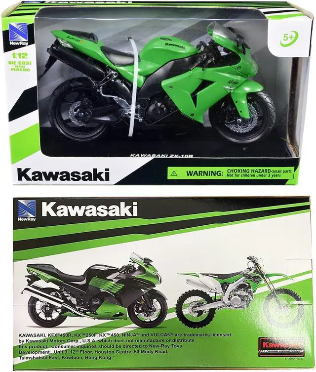 Alt view image 3 of 3 - Kawasaki ZX-10R Ninja Motorcycle Green 1/12 Diecast Model by New Ray