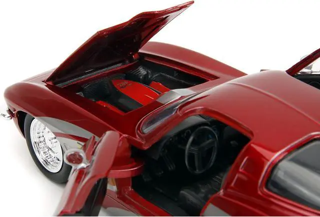 Alt view image 3 of 11 - 1963 Chevrolet Corvette Stingray Red Metallic with Silver Graphics "Bigtime Muscle" Series 1/24 Diecast Model Car by Jada