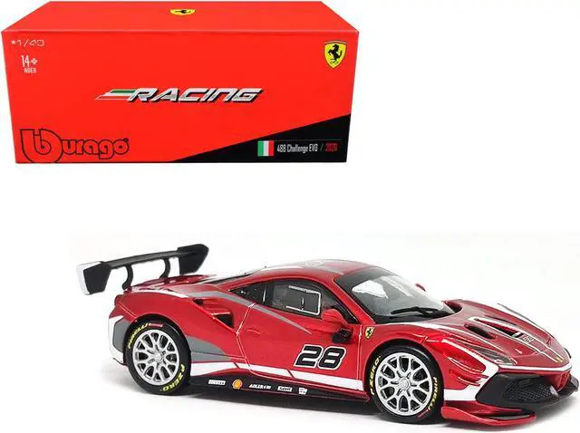 Main image of 2020 Ferrari 488 Challenge EVO #28 Red with Graphics "Racing" Series 1/43 Diecast Model Car by Bburago