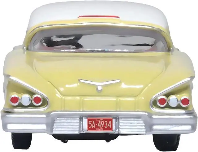 Alt view image 4 of 4 - 1958 Chevrolet Impala Sport Colonial Cream with Snowcrest White Top 1/87 (HO) Scale Diecast Model Car by Oxford Diecast