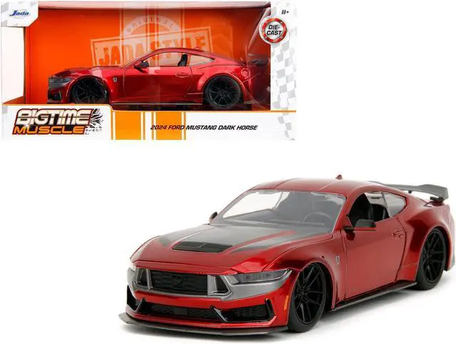 Main image of 2024 Ford Mustang Dark House Candy Red with Gray Hood "Bigtime Muscle" Series 1/24 Diecast Model Car by Jada
