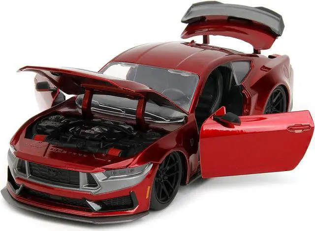 Alt view image 2 of 6 - 2024 Ford Mustang Dark House Candy Red with Gray Hood "Bigtime Muscle" Series 1/24 Diecast Model Car by Jada