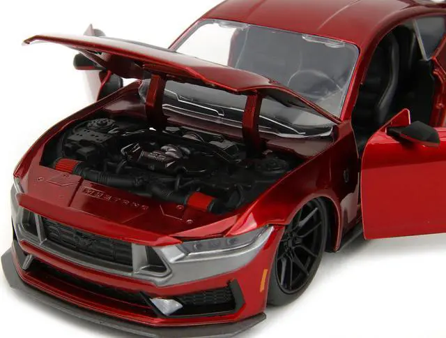 Alt view image 3 of 6 - 2024 Ford Mustang Dark House Candy Red with Gray Hood "Bigtime Muscle" Series 1/24 Diecast Model Car by Jada
