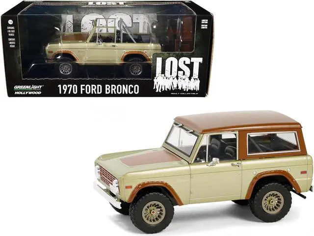 Main image of 1970 Ford Bronco Gold Metallic with Brown Hood and Top  "Lost" (2004-2010) TV Series 1/24 Die Cast Model Car by Greenlight
