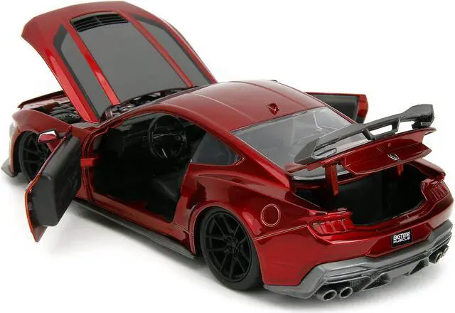 Alt view image 6 of 6 - 2024 Ford Mustang Dark House Candy Red with Gray Hood "Bigtime Muscle" Series 1/24 Diecast Model Car by Jada