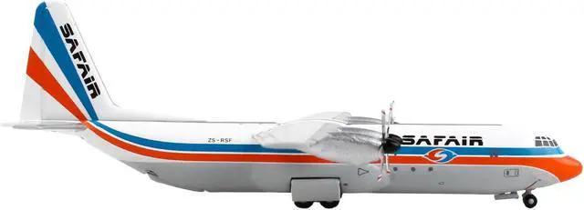 Alt view image 3 of 3 - Lockheed L-100-30 Commercial Aircraft "Safair" White with Blue and Orange Stripes 1/400 Diecast Model Airplane by GeminiJets