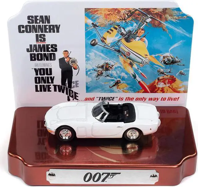 Alt view image 3 of 3 - 1967 Toyota 2000 GT Conv. RHD White 007 (James Bond) (1967) Movie w/Tin Display 1/64 Diecast Model Car by Johnny Lightning