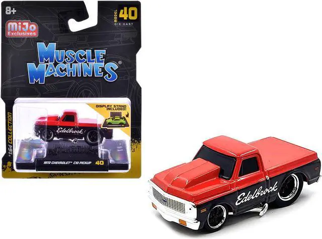 Main image of 1972 Chevrolet C-10 Pickup Truck Red and Black "Edelbrock" 1/64 Diecast Model Car by Muscle Machines