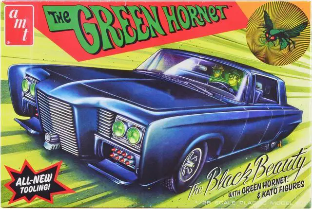 Main image of Skill 2 Model Kit Black Beauty "The Green Hornet" (19661967) TV Series w/Green Hornet and Kato Figures 1/25 Scale Model by AMT