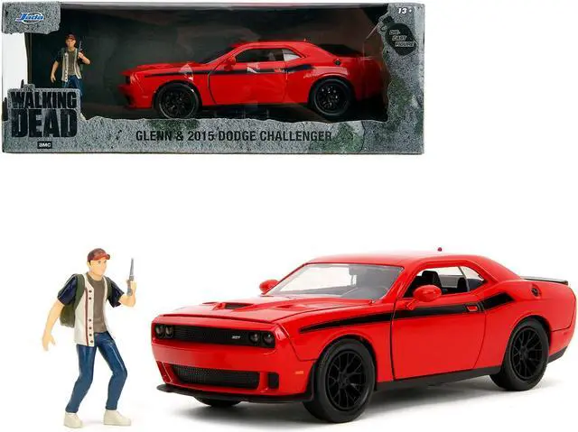 Main image of 2015 Dodge Challenger Red with Black and Diecast Figure "The Walking Dead" (2010-2022) TV Series 1/24 Die Cast Model Car by Jada