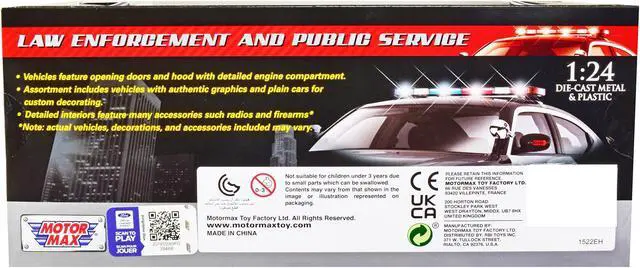 Alt view image 2 of 3 - 1978 Ford Bronco Police Car Unmarked Black w/White Top "Law Enforcement and Public Service" 1/24 Diecast Model Car by Motormax