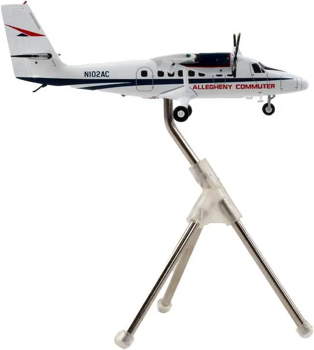 Alt view image 2 of 6 - De Havilland DHC-6-300 Commercial Aircraft White w/Blue Stripes "Gemini 200" Series 1/200 Diecast Model Airplane by GeminiJets