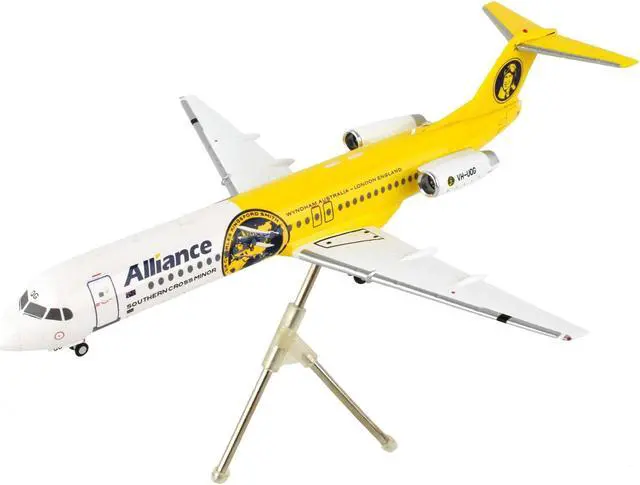 Alt view image 2 of 5 - Fokker F100 Commercial Aircraft Alliance Airlines White & Yellow "Gemini 200" Series 1/200 Diecast Model Airplane by GeminiJets